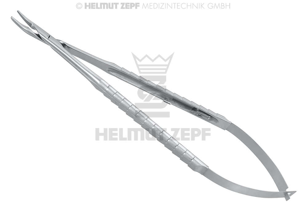 Castroviejo Needle Holder Curved 18cm Tungsten Carbide Jaws 11x2mm Max Thread 4.0 Helmut Zepf 41.011.17TC-M