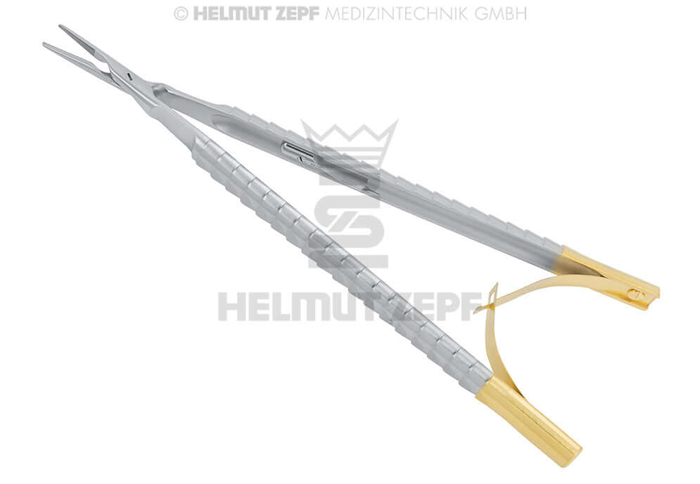 Castroviejo Needle Holder Straight 16cm SpinLock Tungsten Carbide Jaws Inner Spring Helmut Zepf 41.200.15TC