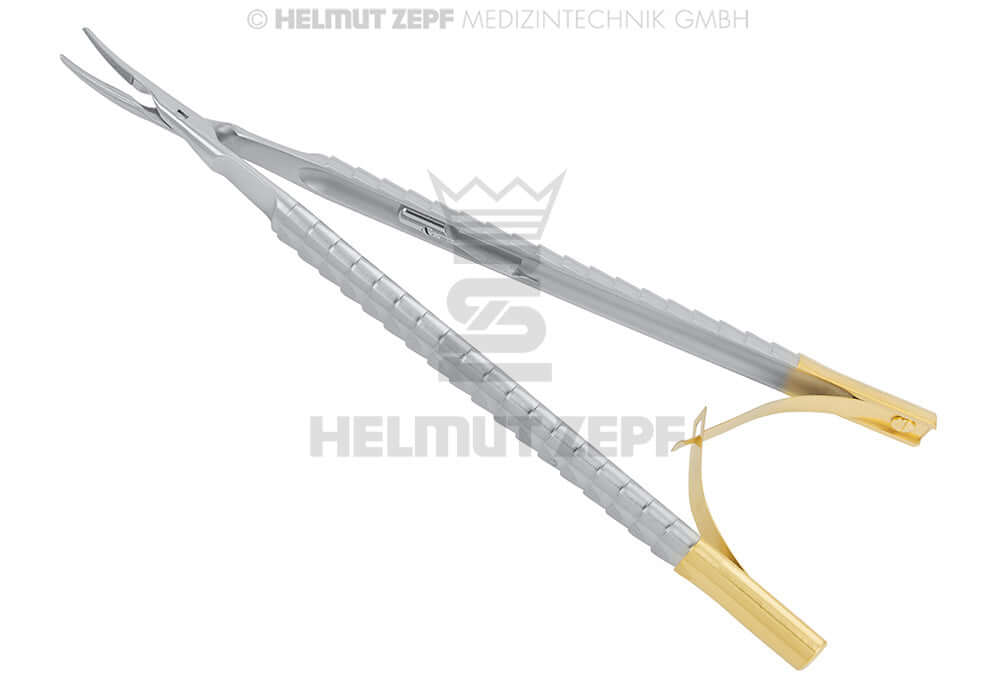 Castroviejo Needle Holder Curved 16cm Spinlock Tungsten Carbide Jaws Helmut Zepf 41.201.15TC Micro Surgical Instrument