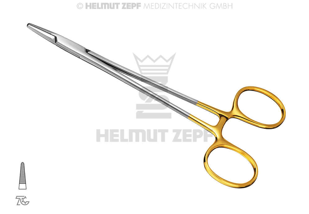 Crile-Wood Needle Holder Straight 15cm Tungsten Carbide Jaws by Helmut Zepf No.41.252.15TC