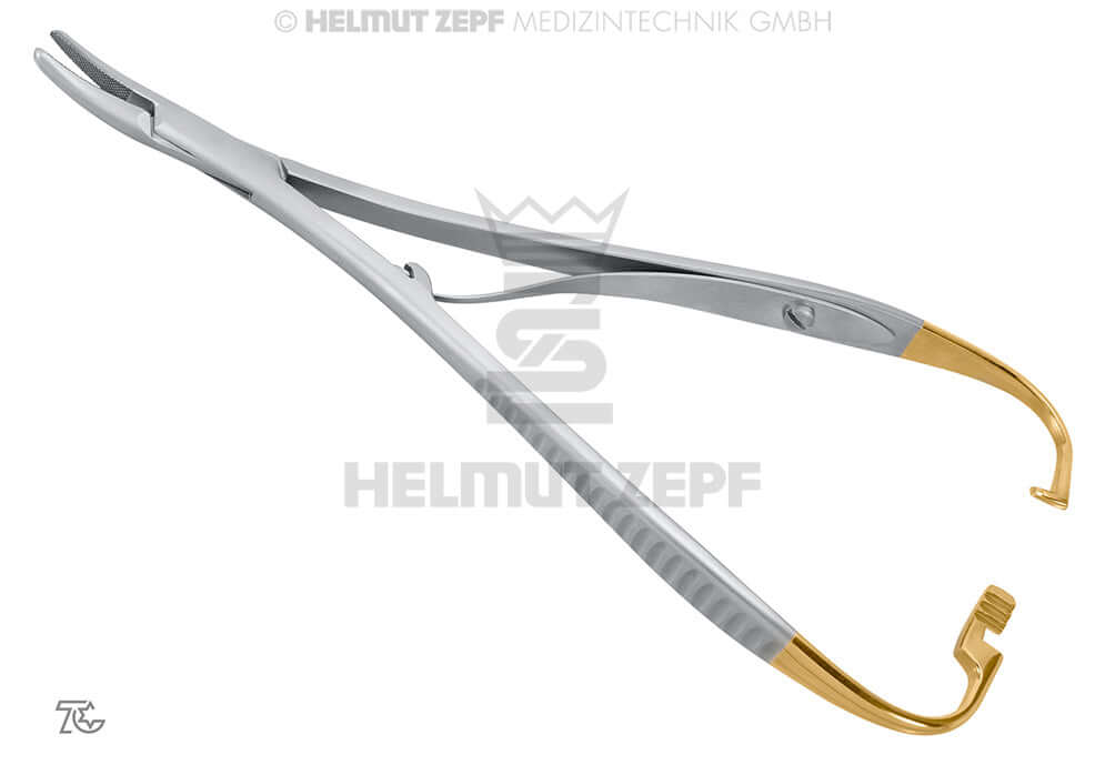 Mathieu Needle Holder Curved 17.5cm Tungsten Carbide Jaws by Helmut Zepf No.41.311.17TC surgical instrument