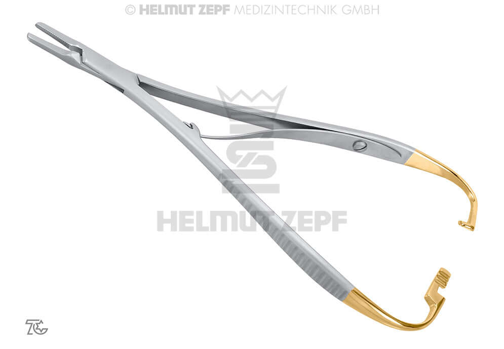 French-Mathieu Needle Holder Straight 17cm Delicate Pattern Tungsten Carbide Inserts by Helmut Zepf 41.319.17TC