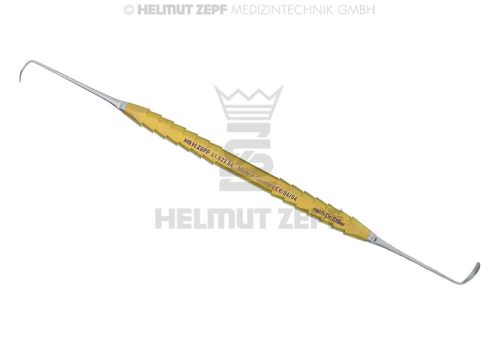 Stiller Sinus Elevator Universal 3mm Bendable Yellow Titanium Handle Double-Ended 19.5cm Helmut Zepf 41.822.04