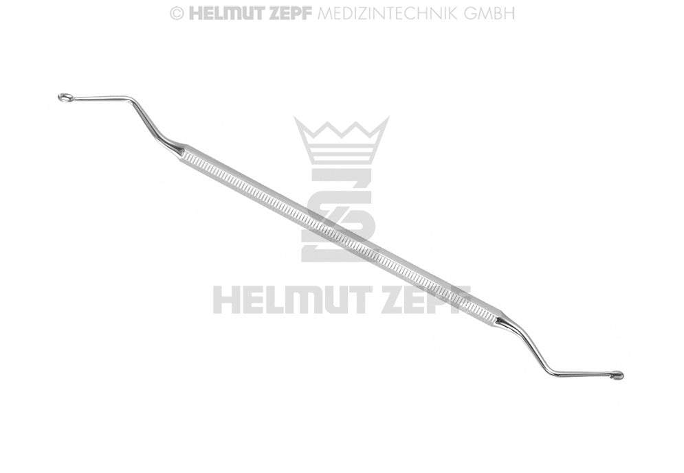 Hemingway Curette Sharp Spoon #33 3.5mm dental instrument by Helmut Zepf No. 41.845.33, double-ended stainless steel curette
