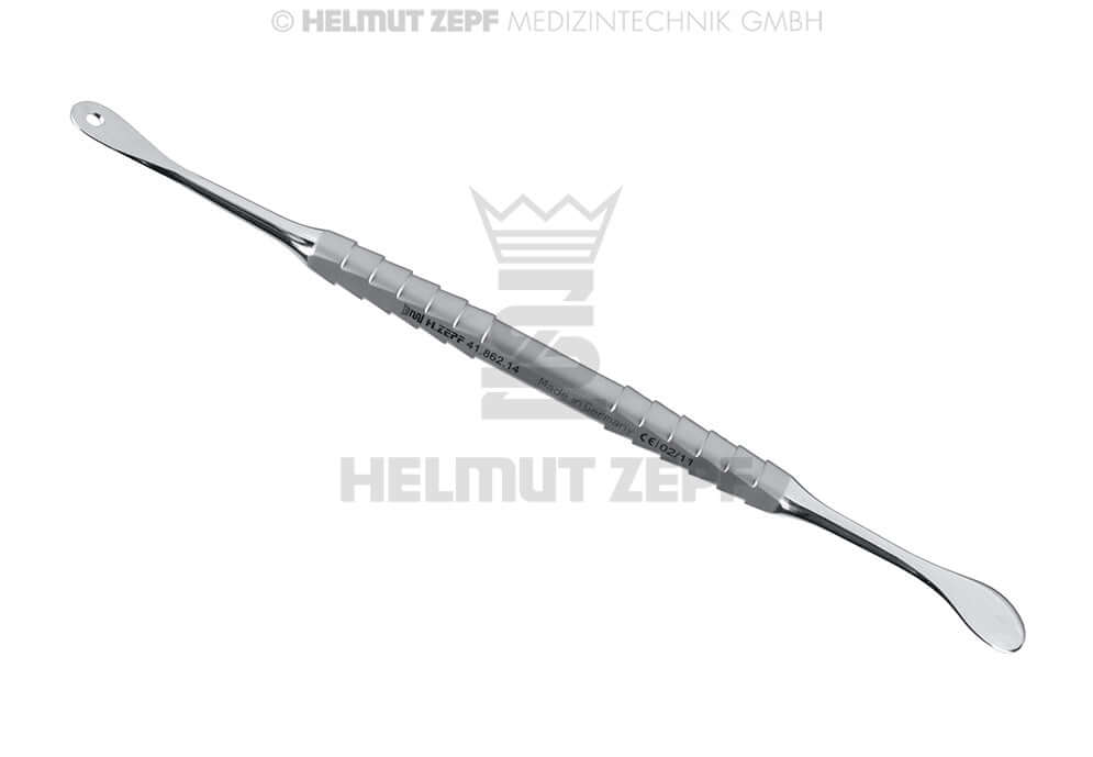 Raspatory Combination Instrument 8mm/11mm Periosteal Elevator Curette with Hole by Helmut Zepf No.41.862.14