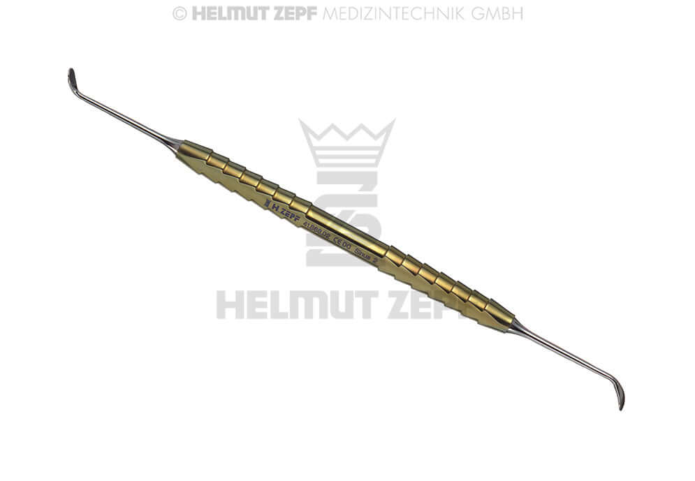 Kirsch Sinus Elevator #2 Double Ended 60°/60° Gold Titanium Handle by Helmut Zepf, 17.5cm Dental Instrument