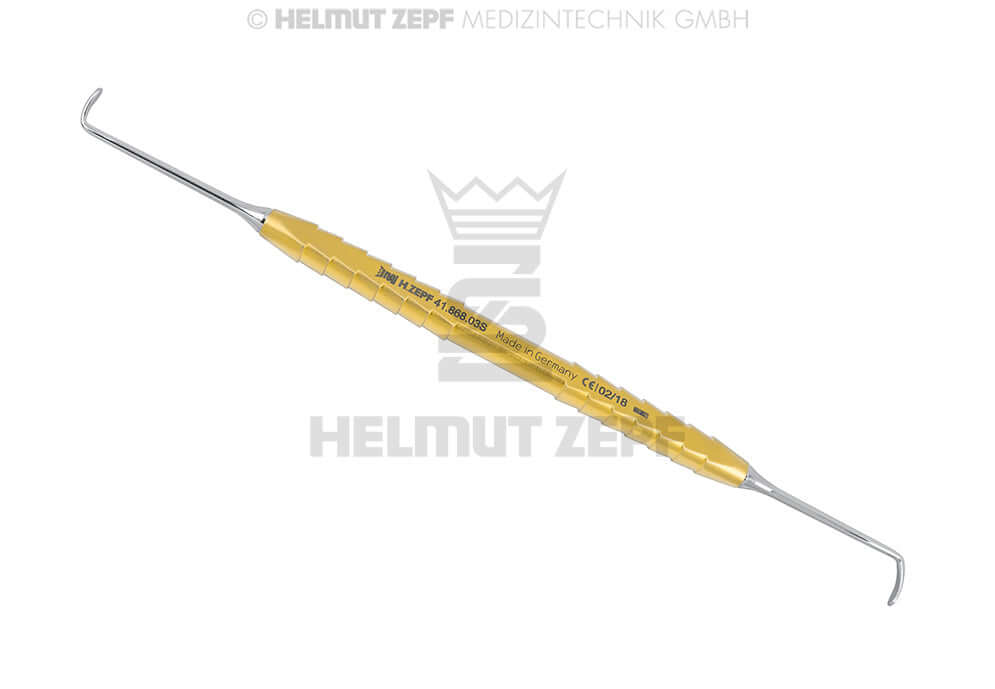 Kirsch Sinus Elevator #3 Small Double Ended 90° Gold Titanium Handle 17.5cm Helmut Zepf ZEPF-Line 41.868.03S