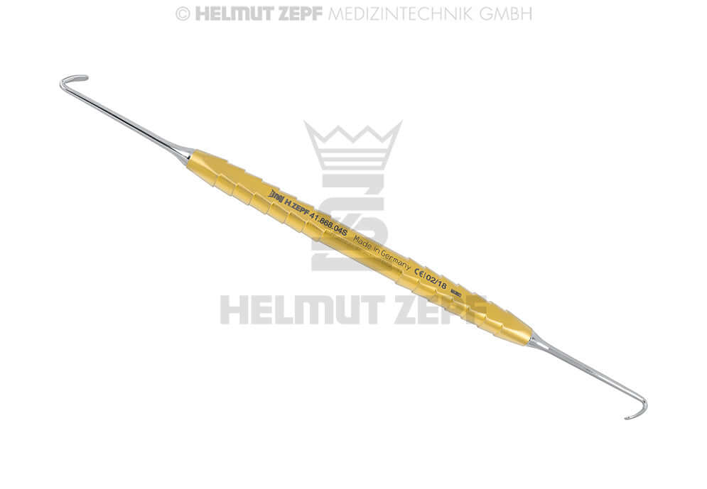 Kirsch Sinus Elevator #4 Small Double Ended 120°/120° Gold Titanium Handle by Helmut Zepf, 17.5cm