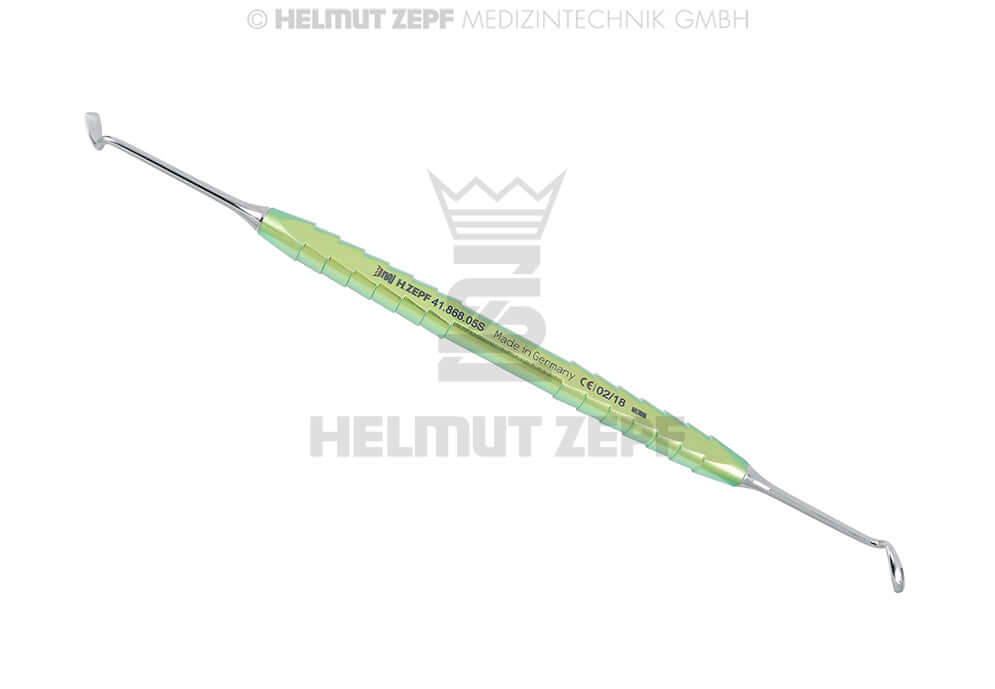 Kirsch Sinus Elevator #5 Small Double Ended 90°/60° Turquoise Titanium Handle by Helmut Zepf No. 41.868.05S