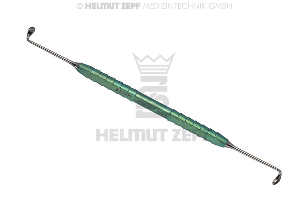 Kirsch Sinus Elevator #6 Double Ended 90°/90° Turquoise Titanium Handle by Helmut Zepf, 17.5cm Dental Instrument