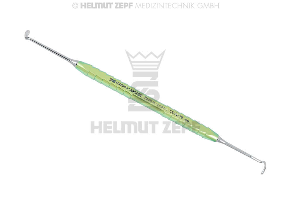Kirsch Sinus Elevator #6 Small Double Ended 90°/90° Turquoise Titanium Handle Helmut Zepf 41.868.06S