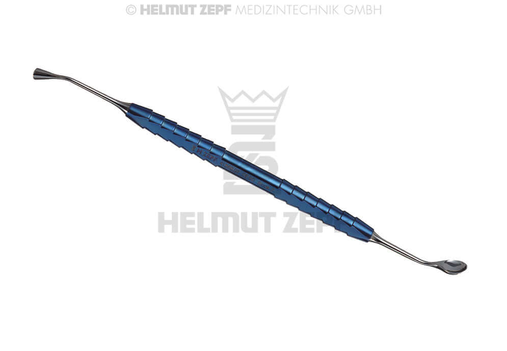 Kirsch Sinus Elevator #7 Double-Ended Plugger Spoon Curette 8x10mm Blue Titanium Handle 17.5cm Helmut Zepf