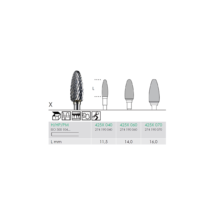 Busch 425X 060 HP CUTTER X-CUT CARBIDE - (Pack of 1) Bur Made in Germany