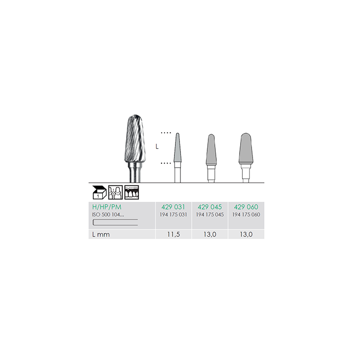 Busch 429 031 HP CUTTER BUD CARBIDE - (Pack of 1) Bur Made in Germany