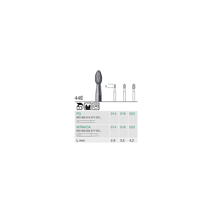 Busch 44E-F 018 RA FIN EGG FINE CARBIDE - (Pack of 2) Bur Made in Germany