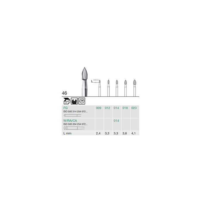 Busch 46 009 FG FIN BUD CARBIDE - (Pack of 2) Bur Made in Germany