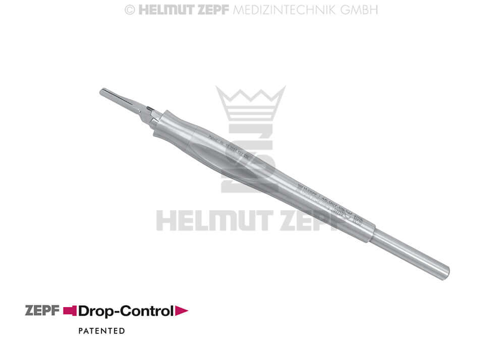 Drop-Control Scalpel Blade Handle Ø12mm One-Hand Ejection Helmut Zepf 46.007.08 Patented Dental Surgical Instrument