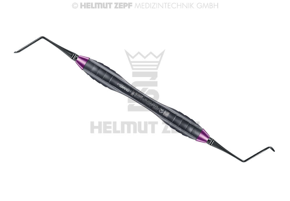 SRC Instrument #5 Long Curved Left Z-SHAPE Handle Purple ZEPF NANOPAL Coating Interchangeable Tips by Helmut Zepf