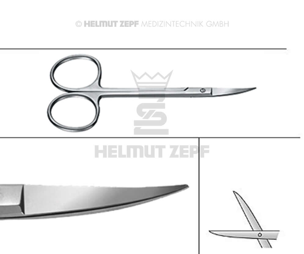 Iris Scissors curved 11.5cm serrated edge dental gum surgical tissue scissors by Helmut Zepf No.46.051.11
