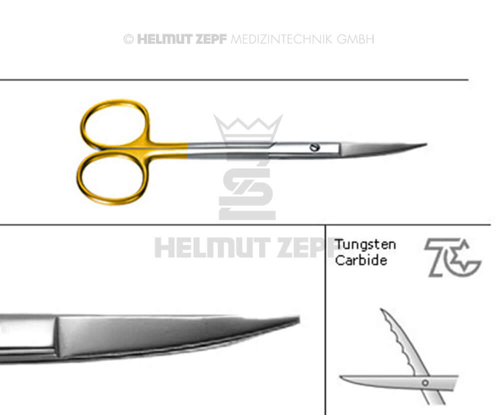 Goldman Fox Scissors Curved 13cm Tungsten Carbide Surgical Dental Gum Scissors Helmut Zepf 46.201.13TC
