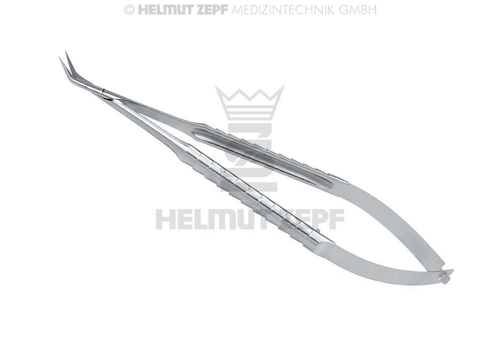 Castroviejo Scissors ZEPF-Line Micro-Serrated Sharp/Sharp 45° Angulated 16cm Surgical Spring Scissors by Helmut Zepf