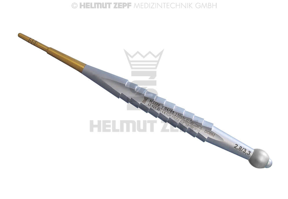 Dental Osteotome Straight Conical Ø 2.8/3.3 Graduation 8/10/12 Grey Helmut Zepf 47.949.03