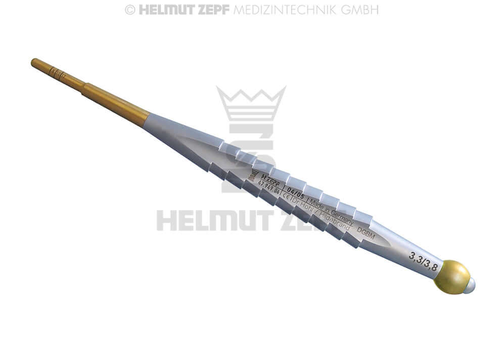 Dental Osteotome Straight Conical Ø 3.3/3.8 Graduation 8/10/12 Yellow Helmut Zepf 47.949.04