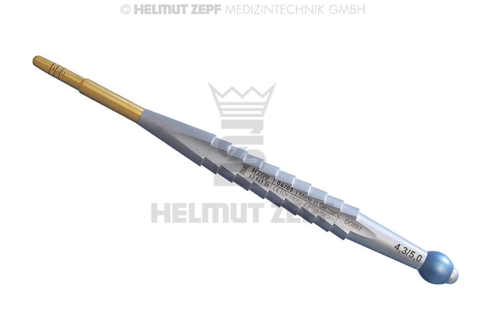 Dental Osteotome Straight Conical Ø 4.3/5.0 Graduation 8/10/12 Blue Helmut Zepf 47.949.06
