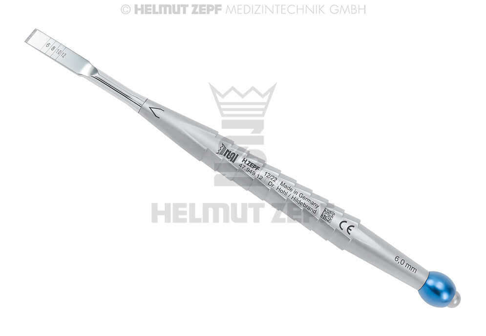 Osteotome Instrument Tapering Chisel 6mm Blue by Helmut Zepf No.47.949.12 for Bone Splitting in Implantology