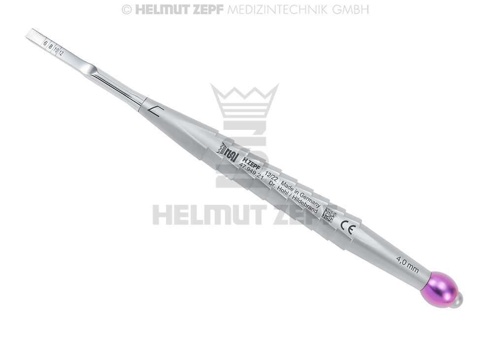 Helmut Zepf Osteotome Instrument 4mm Flat Chisel No. 47.949.21 for Precise Bone Preparation in Dental Surgery