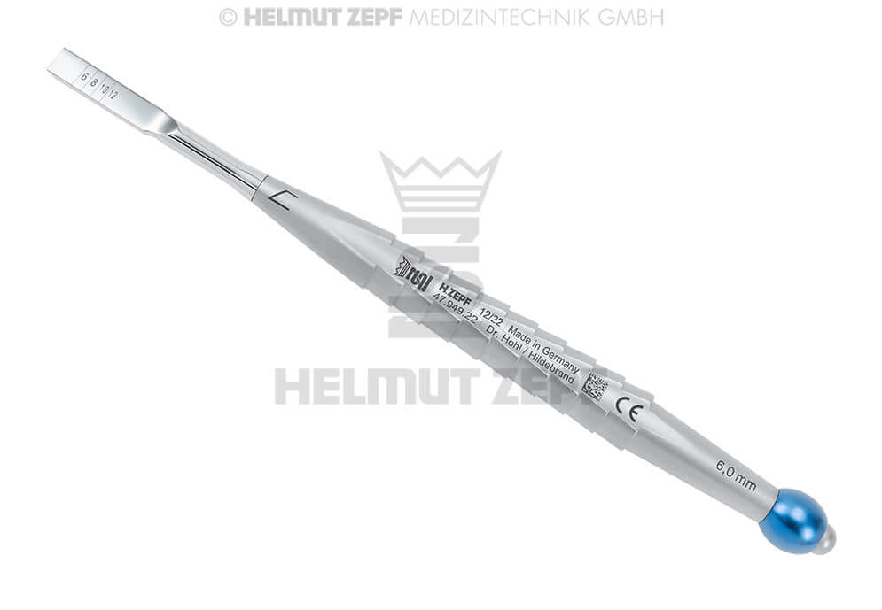 Helmut Zepf Osteotome Instrument Flat Chisel 6mm Wide No.47.949.22 for Precise Bone Manipulation in Dental Surgery