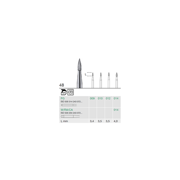 Busch 48 009 FG FIN FLAME CARBIDE - (Pack of 2) Bur Made in Germany