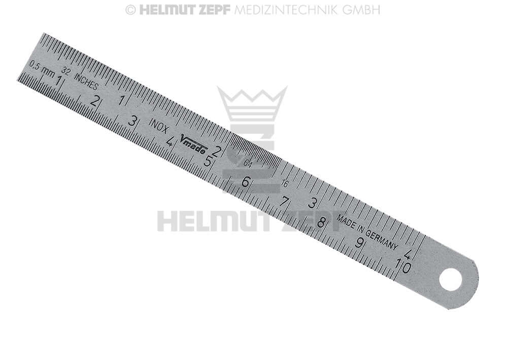 Dental Ruler 100mm Helmut Zepf No.48.286.08 Stainless Steel Measuring Ruler for Comparison Measurement