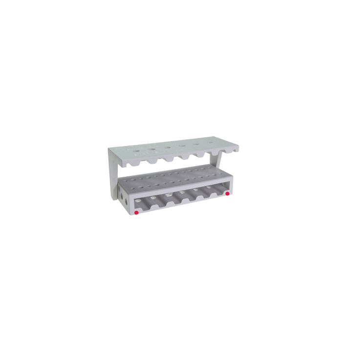 Sterisafe wave bur block dental instrument for 14 FG & 12 RA burs, sterilizable, pack of 2, red dot markers