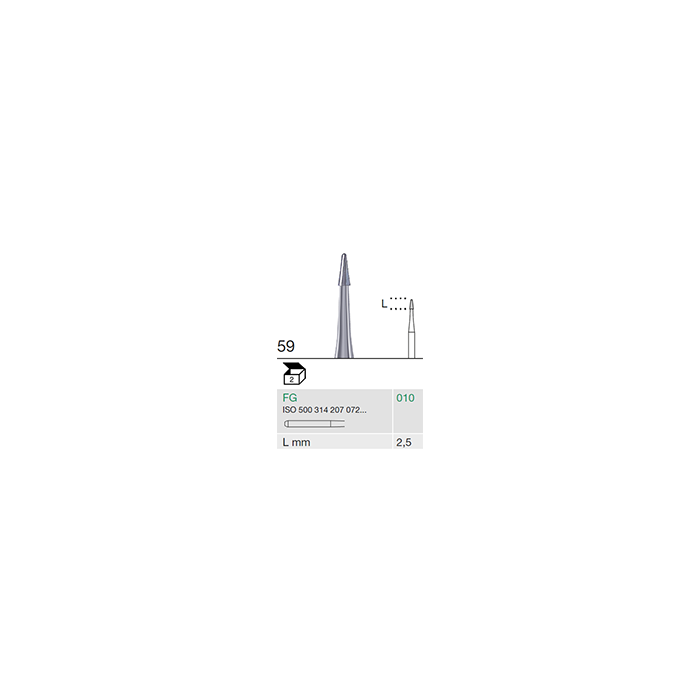 Busch 59 010 FG FISS CONE CARBIDE - (Pack of 2) Bur Made in Germany