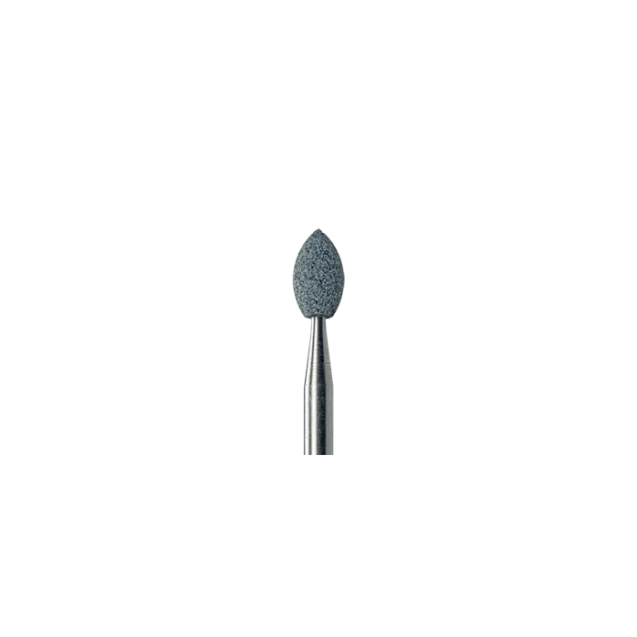 667 040 RA green medium grit dental abrasive, flame-shaped polishing tool for crown, bridge, and ceramic veneering applications