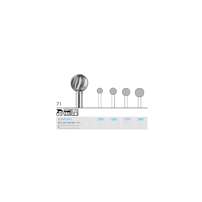 Busch 71 080 HP CUTTER ROUND STEEL - (Pack of 6) Bur Made in Germany