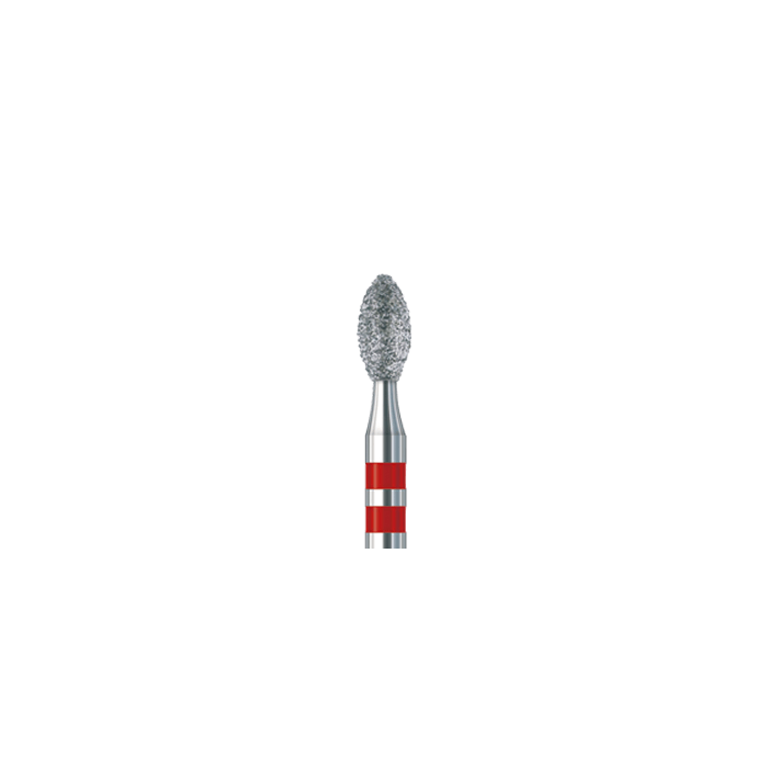 Busch 8379Z 019 diamond bur for zirconia fine grit machining, olive-shaped rotary bur with red band shank, pack of 2
