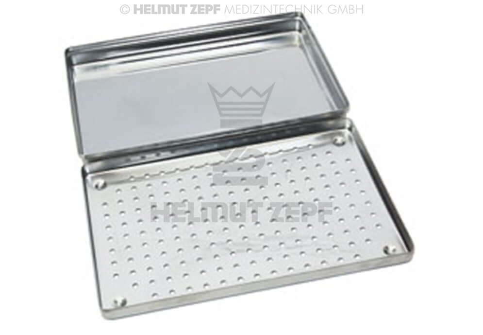 Sterilization Tray Norm 1/1 Non-Perforated Stainless Steel Cover 28x18x2.5cm by Helmut Zepf