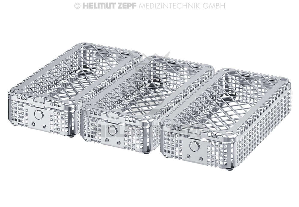 Dental Instrument Cassette Washbasket 1/3 New Generation 2014 Press Button Lock by Helmut Zepf No. 85.192.50