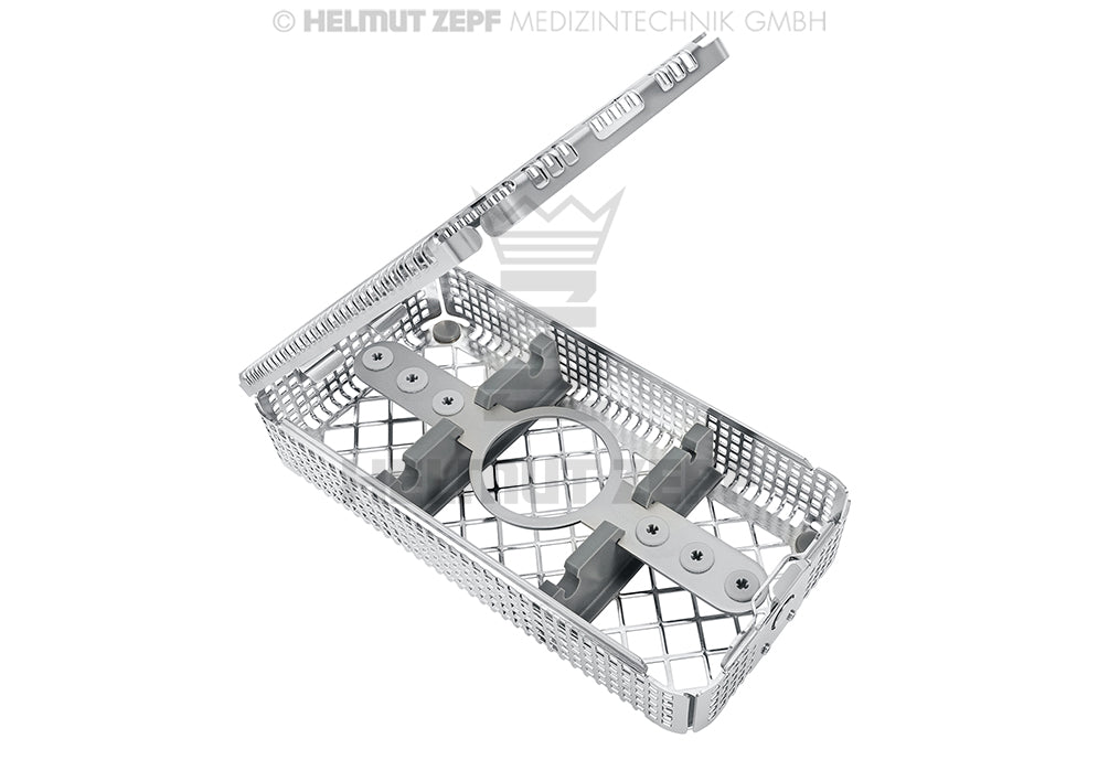 washbasket for nizam ring punches set with stainless steel mesh design and secure lid by Helmut Zepf