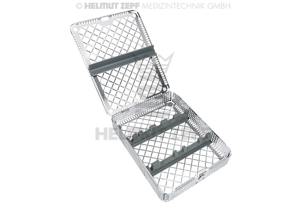 Dental Instrument Cassette Washbasket Half Size for Micro Instruments with Retainer by Helmut Zepf 85.194.20