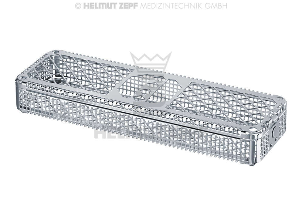 Dental Instrument Cassette Washbasket Longitudinal 1/1 x 1/2 with Lid & Press Button Lock Helmut Zepf 85.194.50