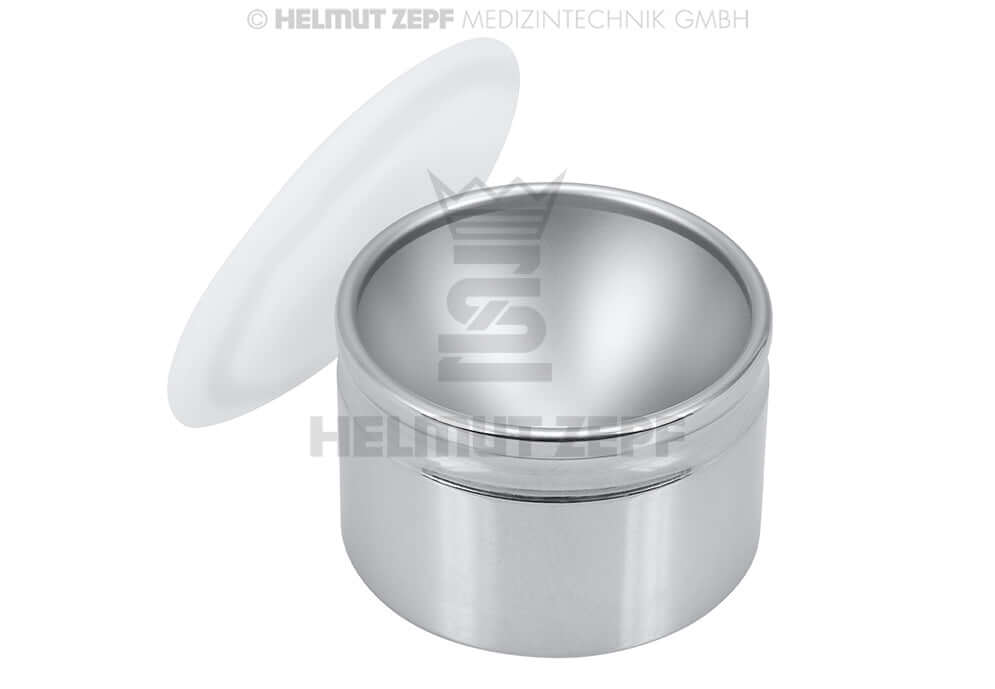 Dental Mixing Cup Stainless Steel with Plastic Lid, 40mm x 25mm, Usable Both Sides - Helmut Zepf 85.251.03