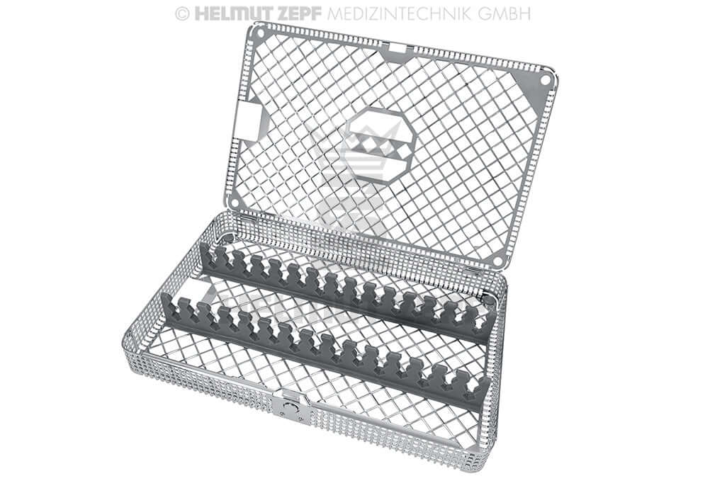 Dental Cassettes 1/1 Washbasket for 15 Instruments Lengthwise by Helmut Zepf No. 85.995.20