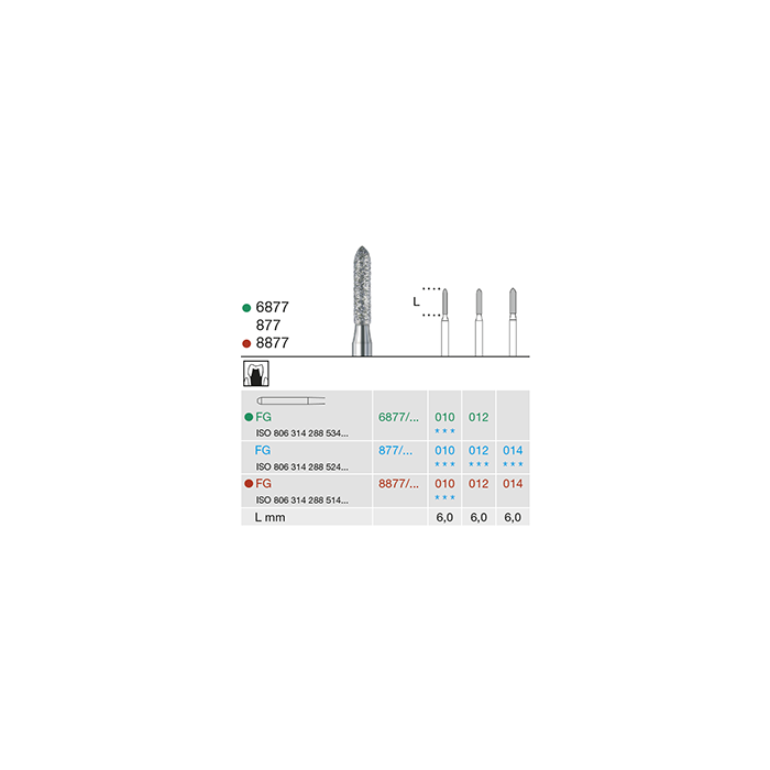 Busch 877 012 FG DIAMOND - (Pack of 6) Bur Made in Germany