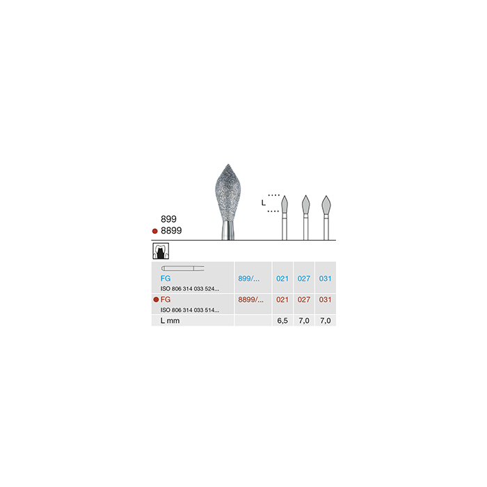 Busch 899 027 FG DIAMOND - (Pack of 6) Bur Made in Germany