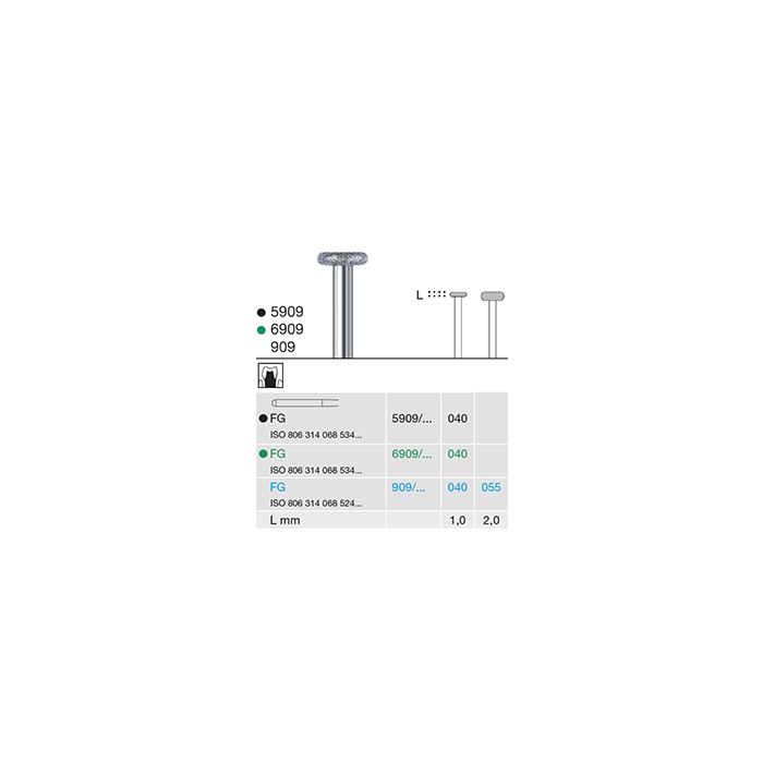 Busch 909 040 FG DIAMOND - (Pack of 2) Bur Made in Germany
