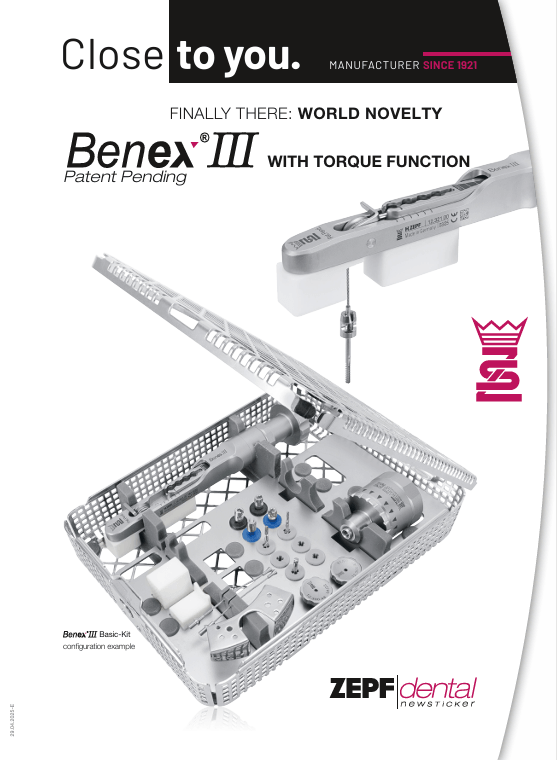 Helmut Zepf Brochure BENEX III Patent Pending with Torque Function Basic-Kit by Zepf Dental