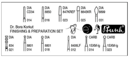 Dental Bur Finishing & Preparation Set by Dr. Bora Korkut – Busch burs for prep & contouring